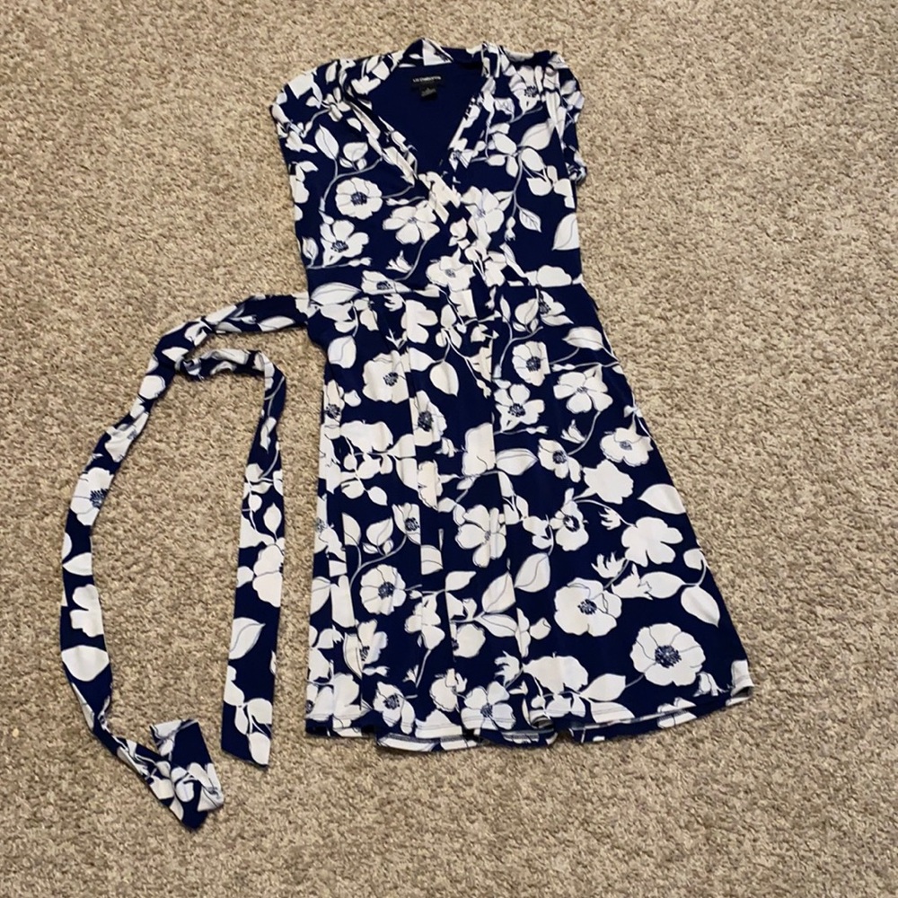 Blue and white flowered dress